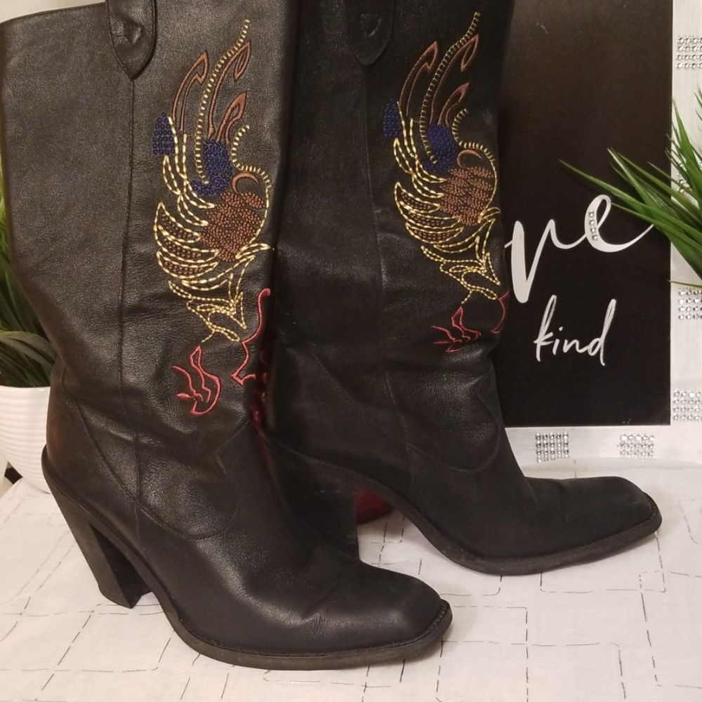 Gianni Bini Neal Women's Leather Cowboy boots, 8.5